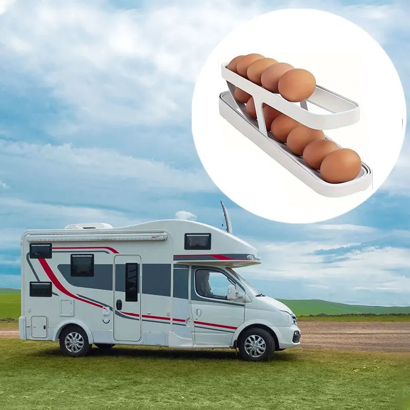 Automatic Rolling Egg Holder Double-layer Fridge Egg Dispenser Refrigerator Kitchen Food Space-Saving Storage Organizer