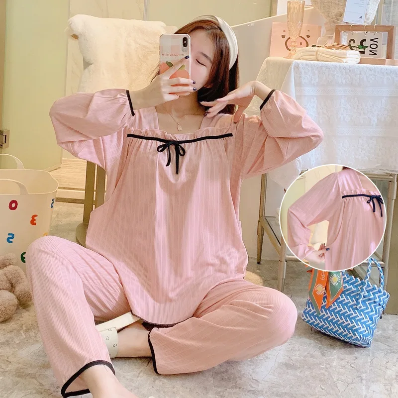 The New Monthly Clothing Breastfeeding Clothes Spring And Summer Nursing Pajamas Milk Cotton Maternity Nursing Pajamas Home Wear