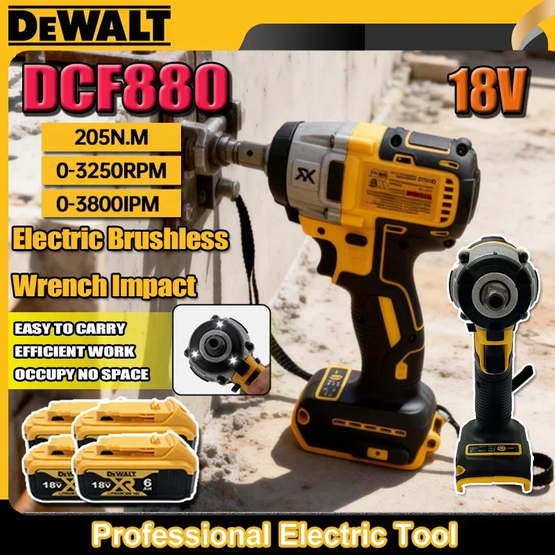 

Бесщеточный аккумуляторный ударный гайковерт DEWALT DCF880, 3300 об/мин, высокий крутящий момент, 18В, перезаряжаемый, для ремонта шин, электроинструмент
