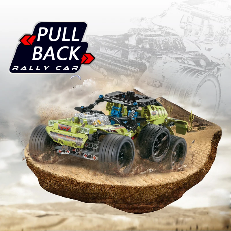 Techniczny ORV Desert Rally Off Road Vehicle Klocki Konstrukcyjne Paris Dakar Model Wyścigowy Cegły Konstrukcyjne Samochód z Napędem Pull Back Zabawka na Prezent