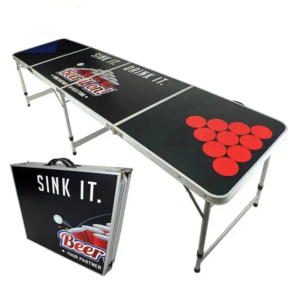 Custom 8ft Aluminum Folding Modern Design for Outdoor School Hotel Cheap Option for Outdoor Furniture Portable Beer Pong Table