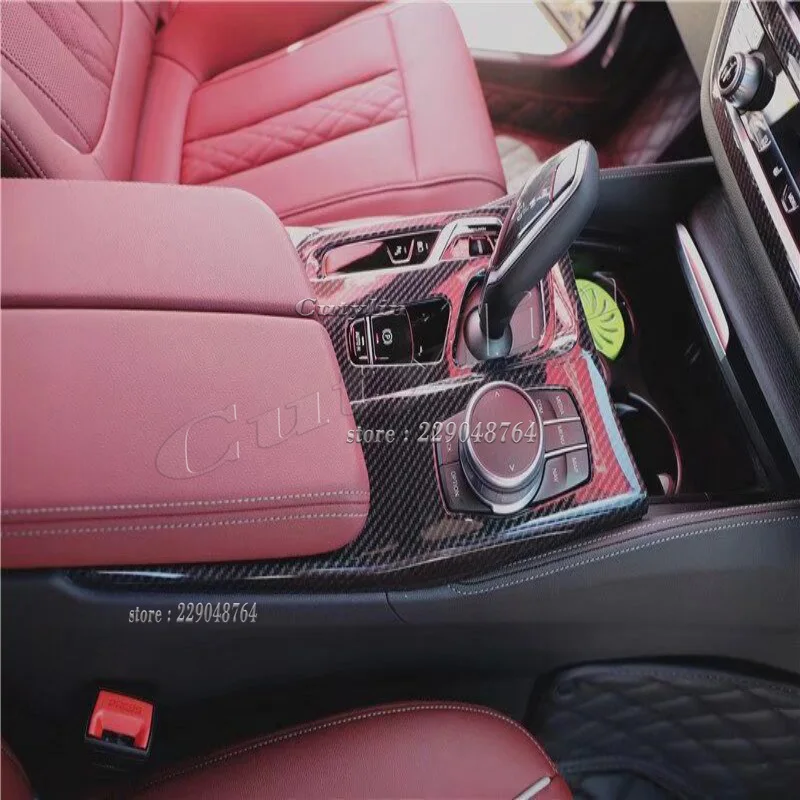 LHD RHD For BMW 5 Series 2018-2021 G38 G30 G31 ABS Carbonfiber Interior Accessories Window Rise Switch Center Control Gear Cover