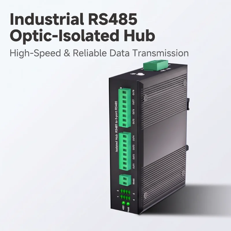 hub-industriel-rs485-2-4-8-16-ports-isolation-optique-2500v-dc12-57v-rail-din-alliage-d'aluminium-plug-play-1200m-256kbps-ip40