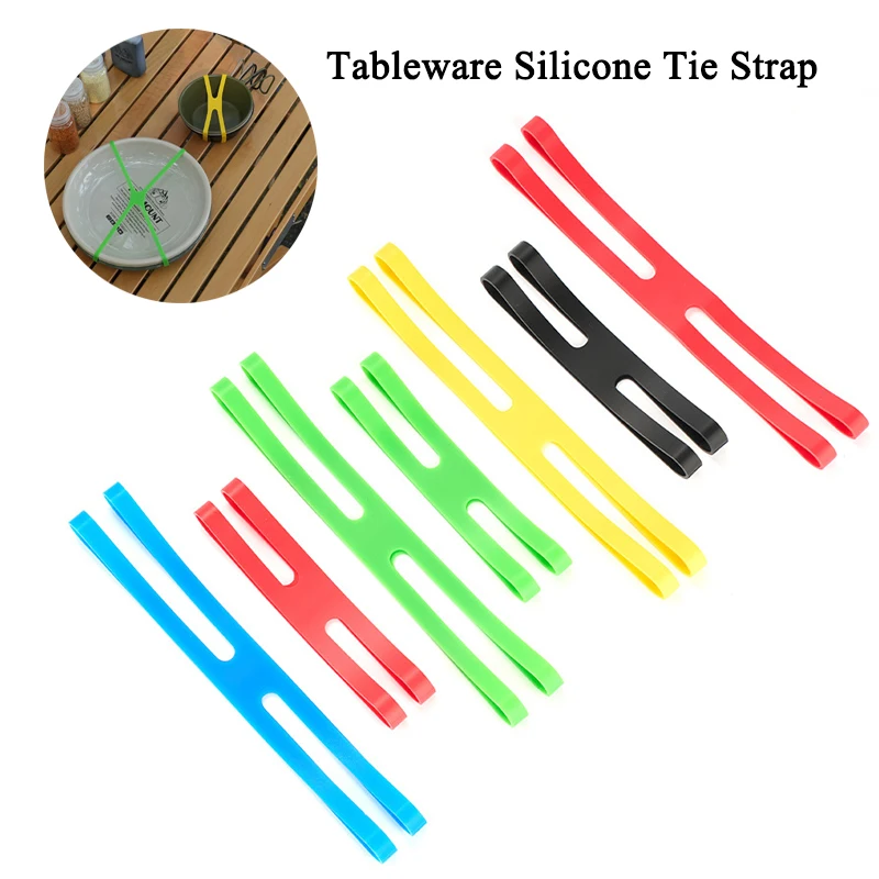 Outdoor Tableware Storage H-shaped Silicone Strap Elastic Tie Cutlery Cross Strap Bandage Camping Dishes Pots  Pan Packing Strap