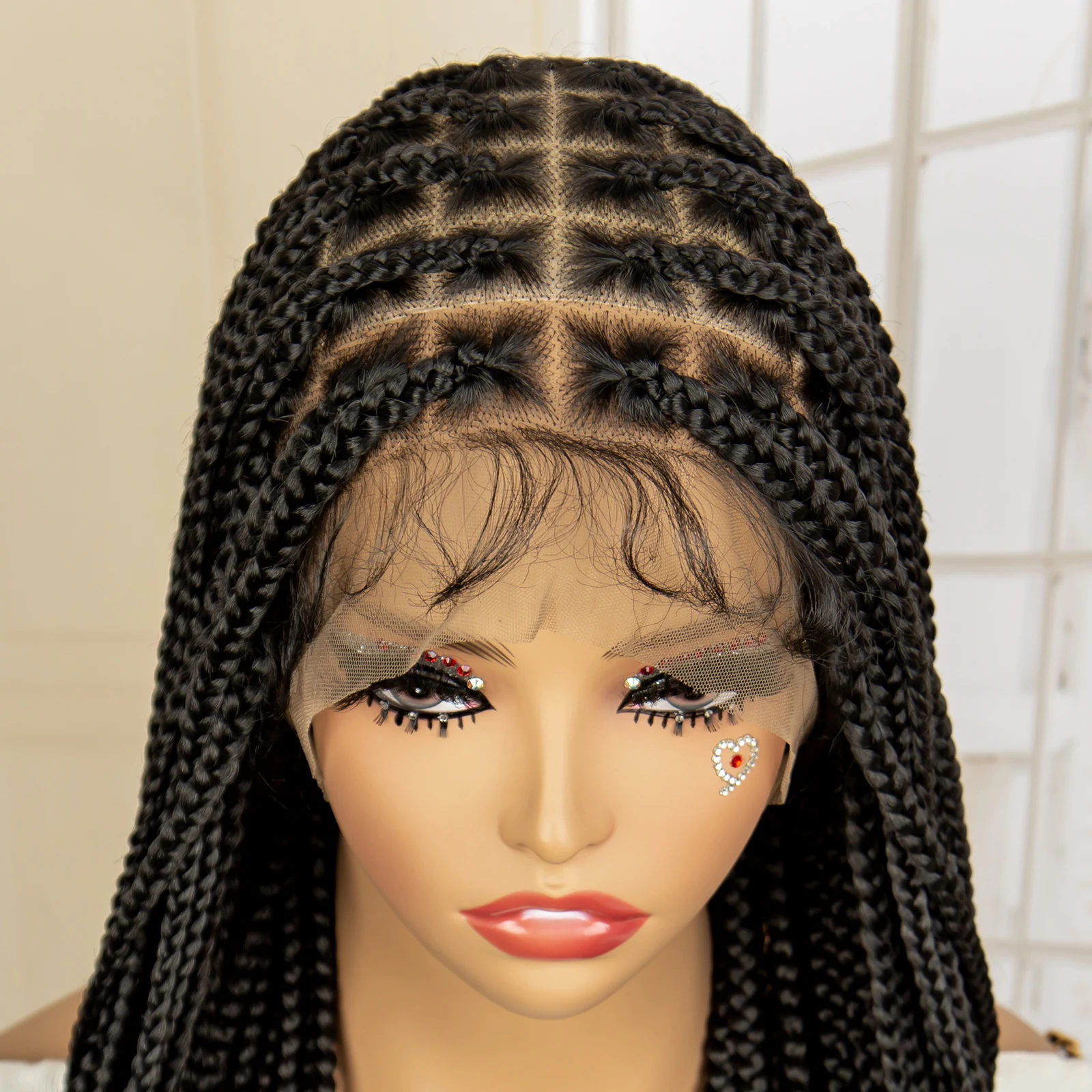 Synthetic Full Lace Knotless Box Braided Wig with Curly Ends Braided Wigs with Baby Hair for Black Women Handmade Braids Wig