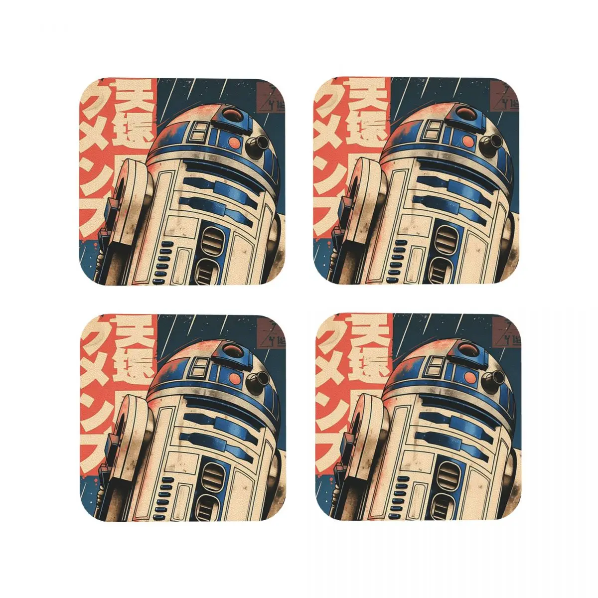 

Винтажные подставки Robot Assistant R2, кухонные салфетки, изоляционные коврики для чашек, кофейные коврики для декора, домашняя посуда, подушечки, набор из 4 шт.