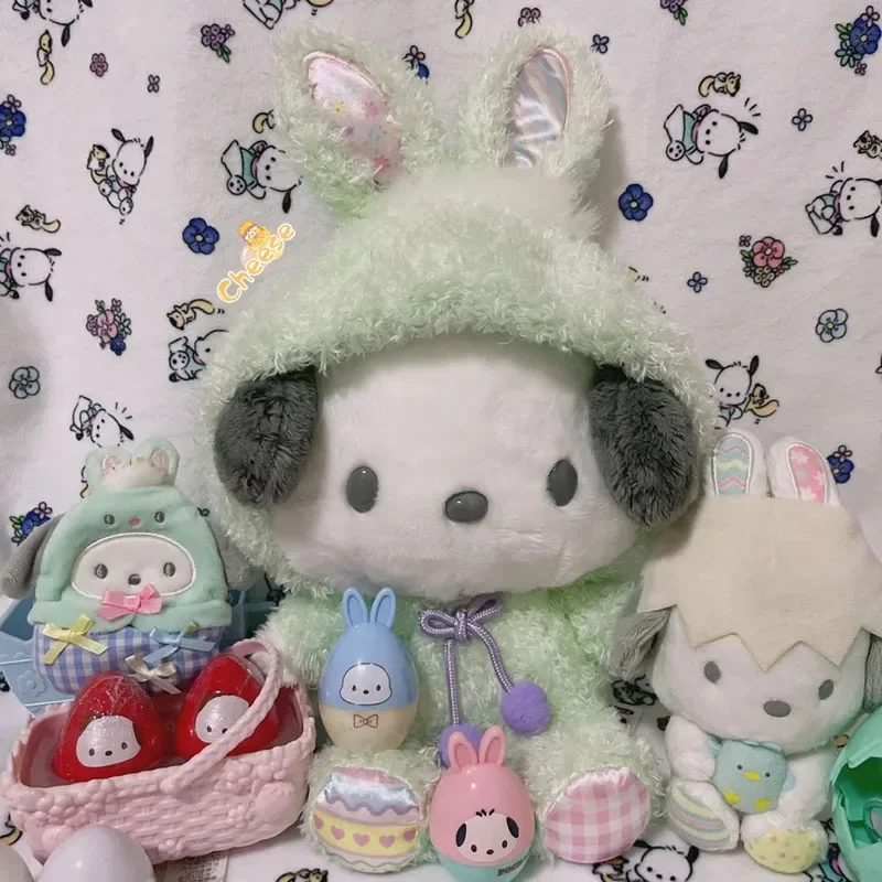 29 см Sanrio Пасхальный кролик Пача собака плюшевая кукла мягкие игрушки милый мультфильм коллекционные куклы украшения детская анимация подарки-сюрпризы