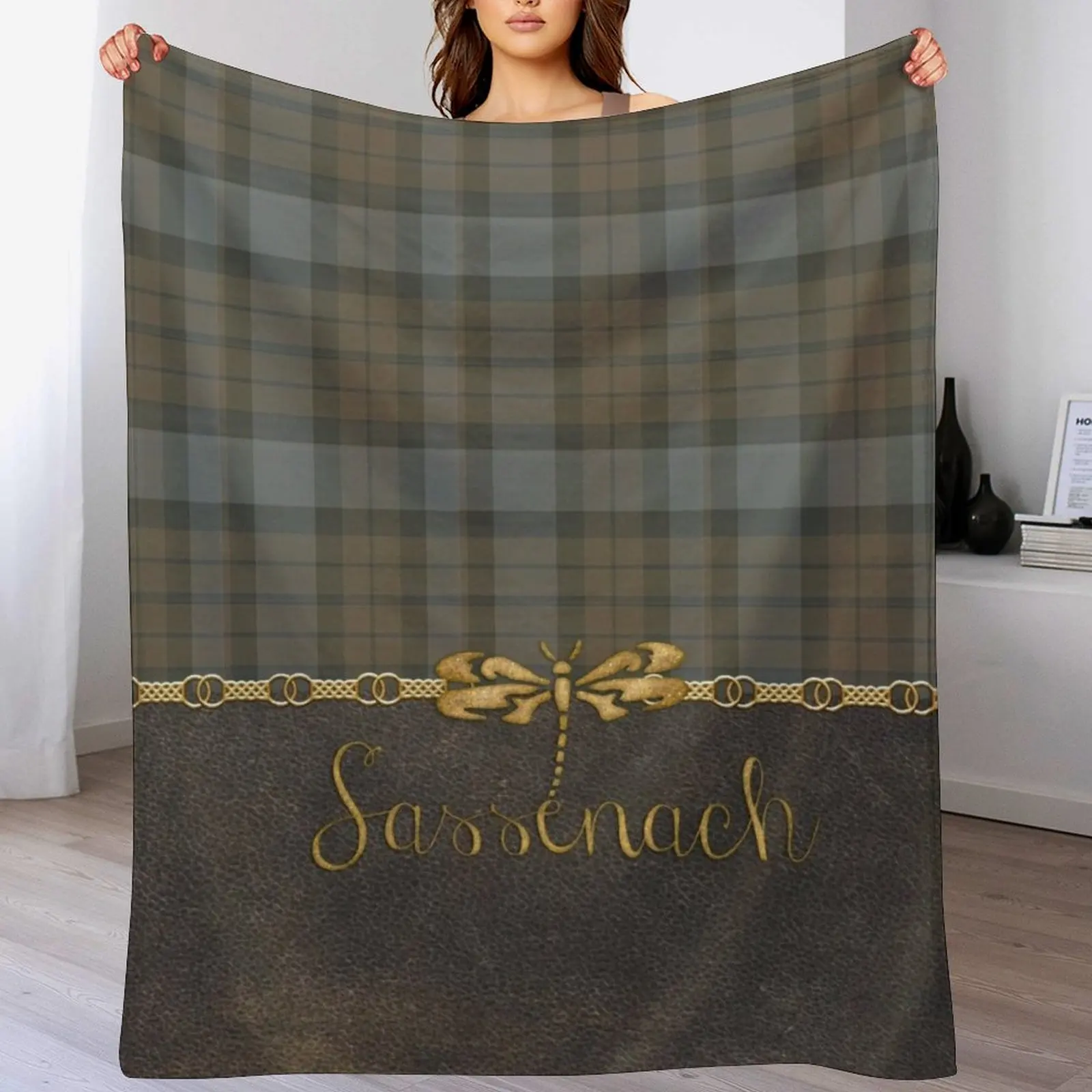 

Leather and tartan - Sassenach II Throw Blanket Sofa Quilt Comforter Decorative Beds Blankets