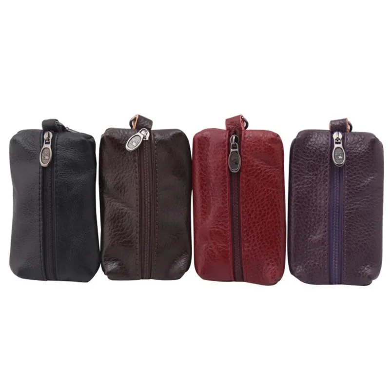 PU Leather Key Case Mini Wallet Key Holder Housekeeper Cover Zipper Bag Keychain Cover Card Organizer Storage Bag