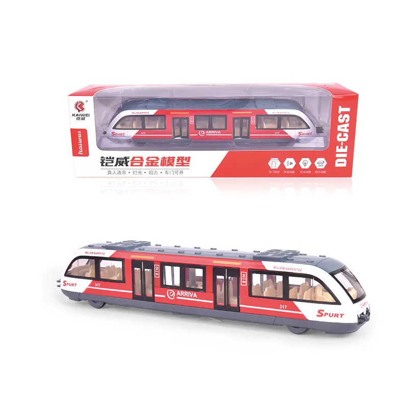 Modelo de tranvía del metro extraíble de aleación 1:87, juguete de tren de embalaje original, sonido y luz simulados, venta al por mayor