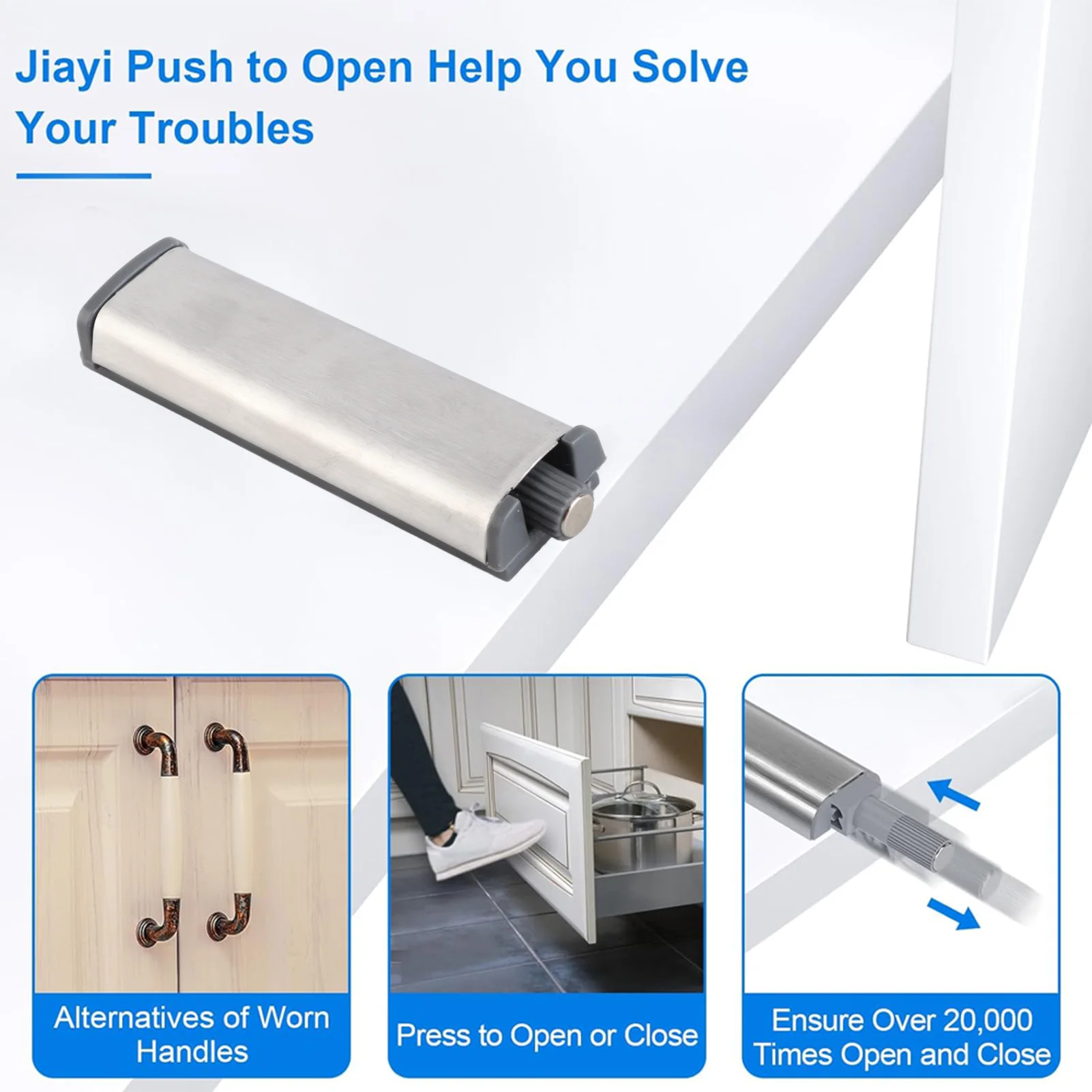 Push Open Drawer Hardware Push to Open Door Catch Magnetic Spring Push Latches for Cabinet Kitchen Closet