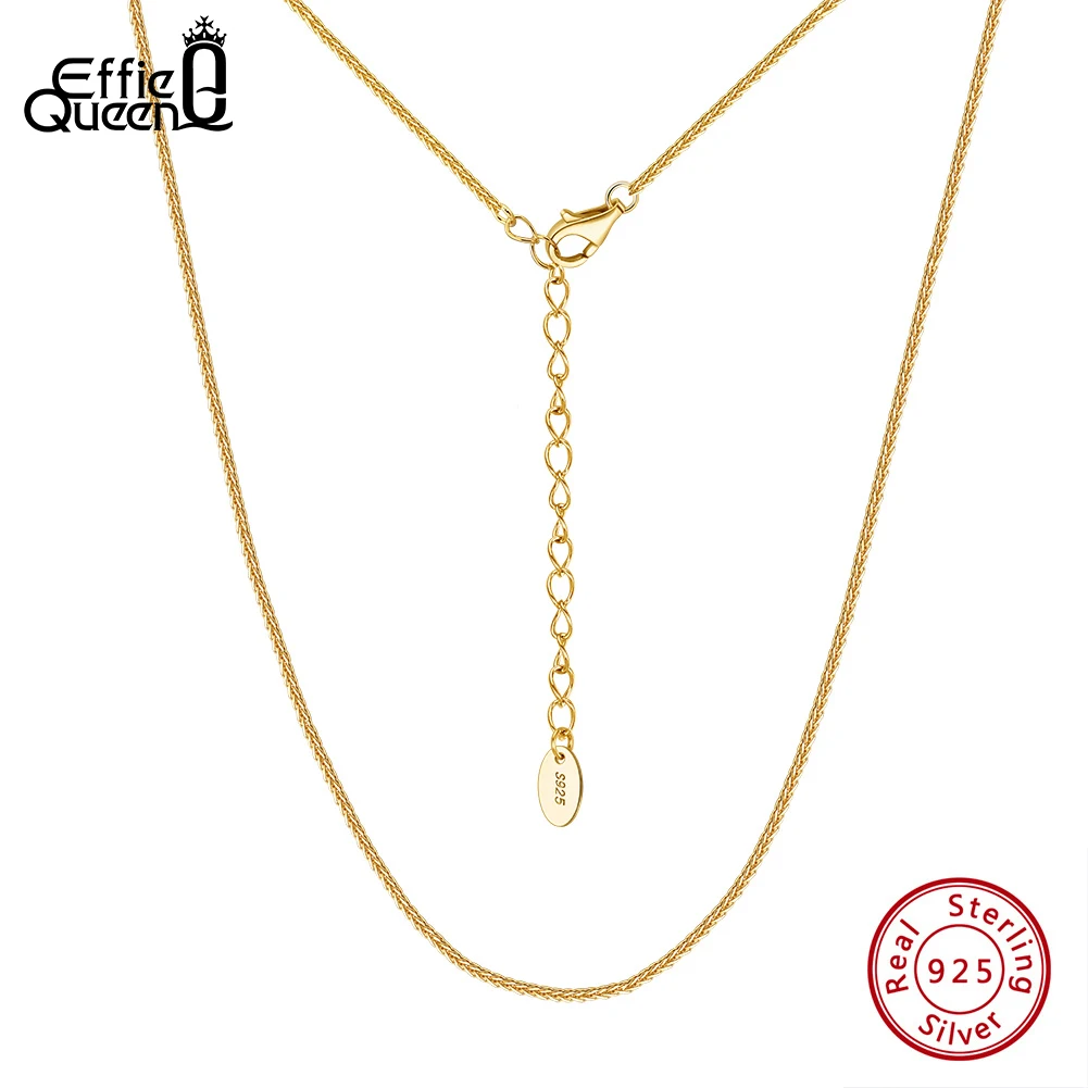 Effie Queen 925 Sterling Silver 14K Gold Chopin Link Chain Choker Minimalism Style Collares Necklace Unisex Design Present SC82