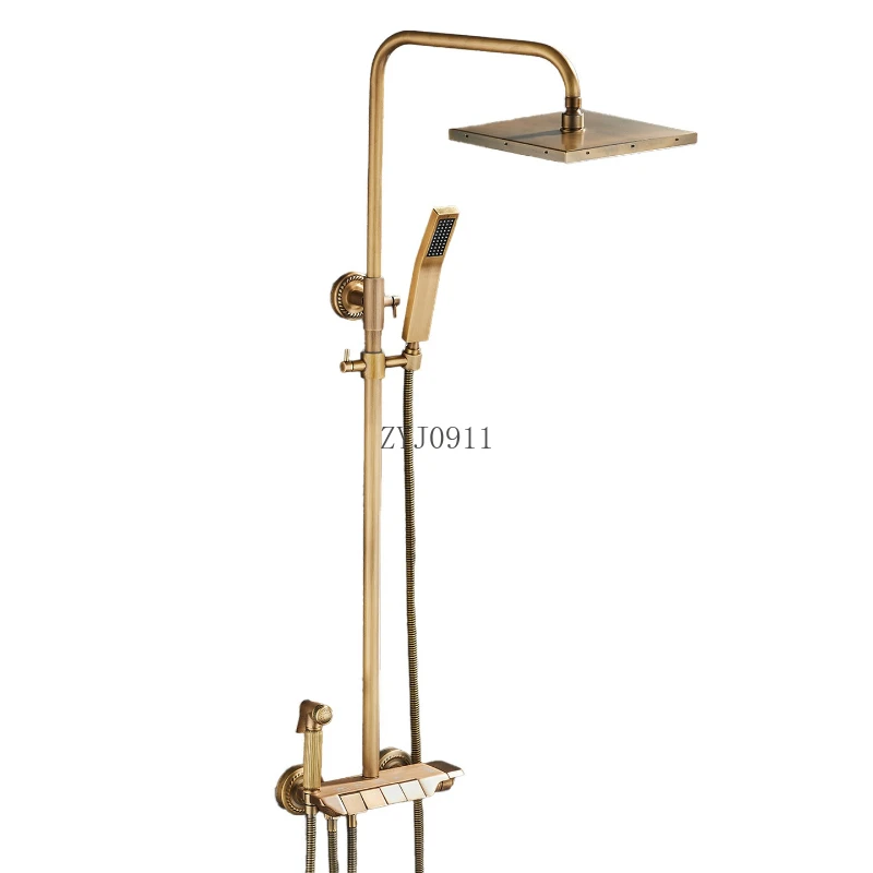 

Антикварный душевой набор в европейском стиле, латунный ретро-душ с выдвижной лейкой и напорным распылителем