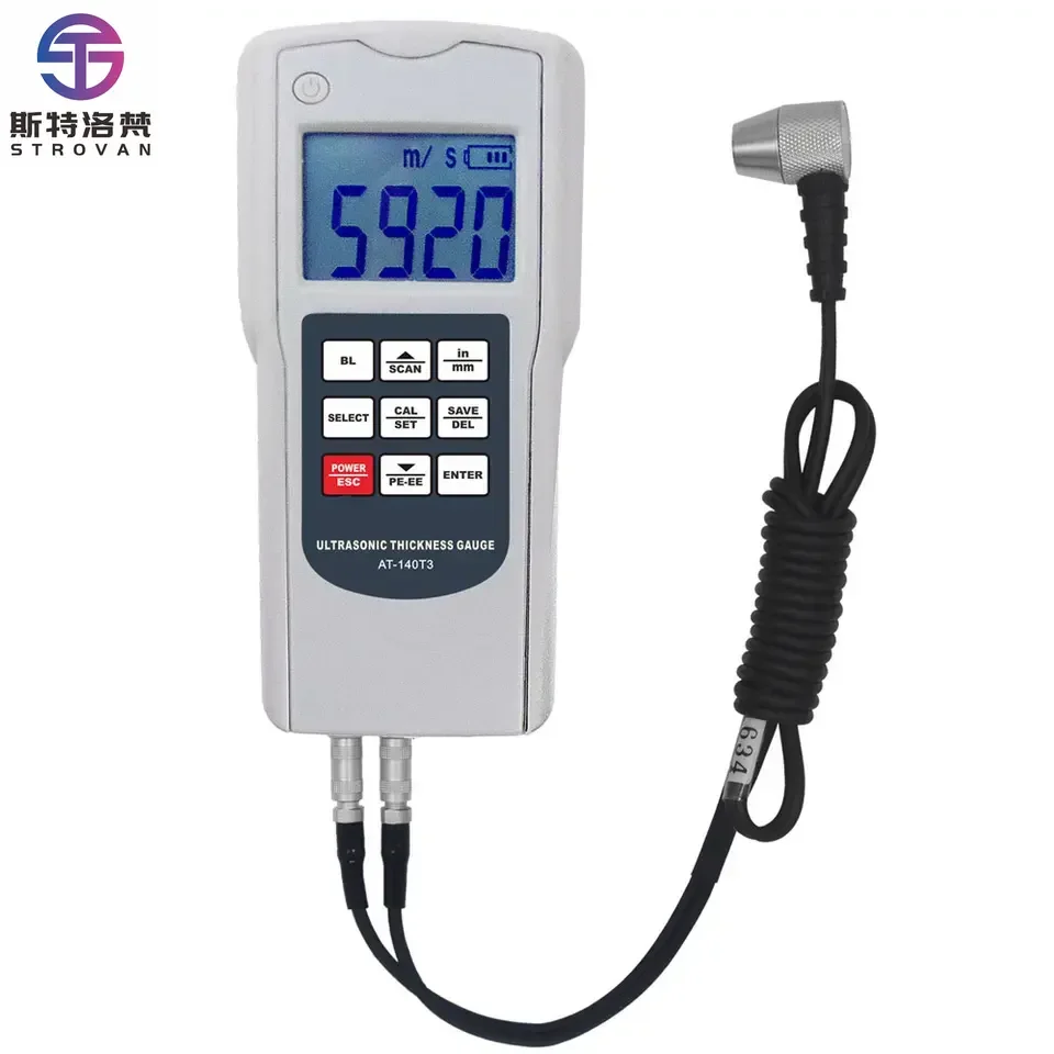 

AT-140T3 Digital with Backlight Display Ultrasonic Thickness Gauge 1.00mm to 300mm Thickness Measurement Plastic Material