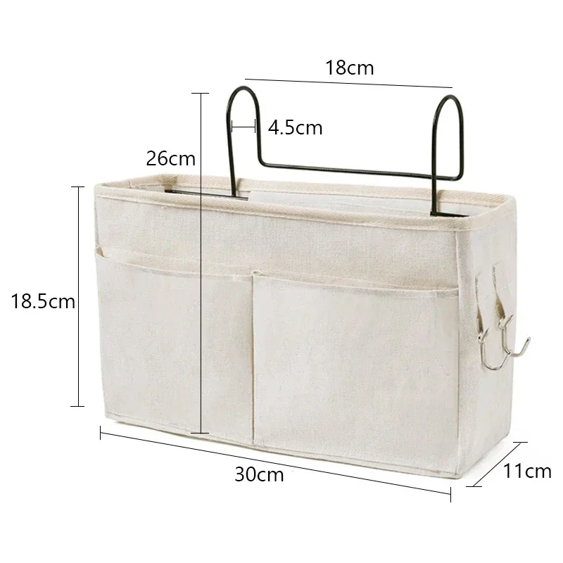 Bedside Storage Bag Dormitory Hanging Storage Pouch Multi-Functional Sundry Canvas Organizer Bedroom Magazine Storage Mommy Bag