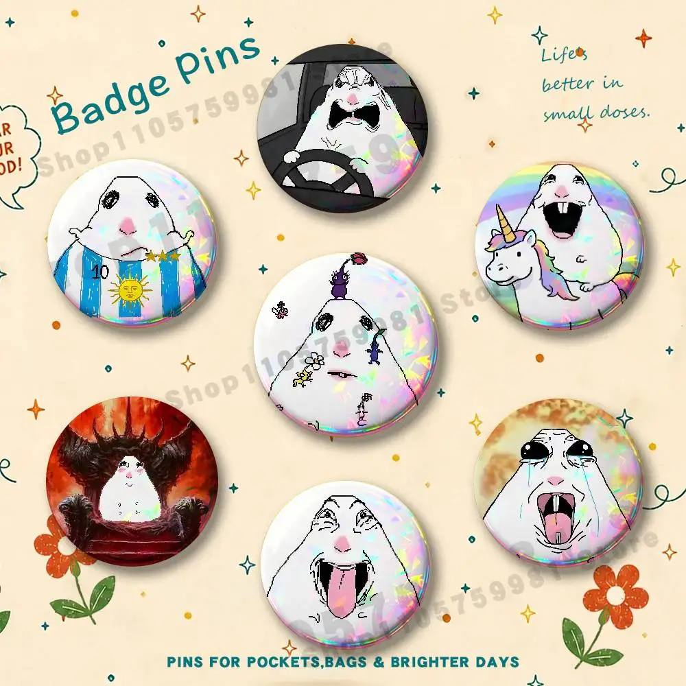 Funny Memes Hamster Badges Cartoon Character Pins Brooch for Bag Shoes Decoration Jewelry Gifts