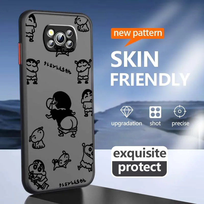 C-Crayon S-Shin-Chan arte lindo para Xiaomi Poco X6 X5 X4 X3 M6 M5s M5 M4 M3 F6 F5 F4 F3 Pro 5G funda de teléfono translúcida esmerilada