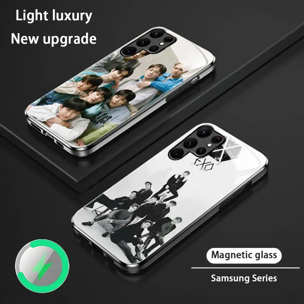Cool Men Group E-X-O Korea Phone Case For Samsung S26 S25 S24 S23 S22 S21 S20 Plus Ultra Glass Magnetic Case