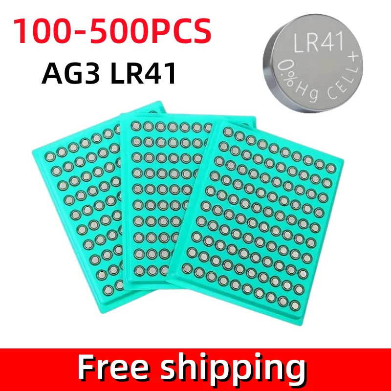 100-500 pièces LR41 AG3 pile alcaline 1.55V piles bouton SR41 192 CX41 392 L736 384 SR41SW calculatrices montre lampe chaîne