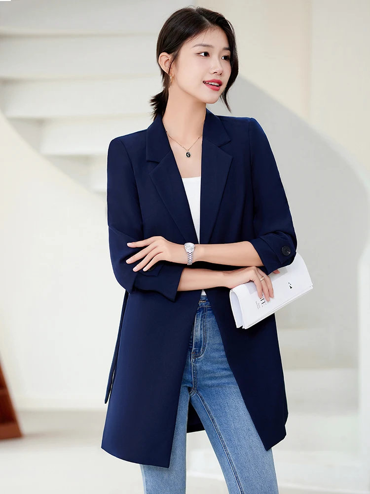 Trench Coat for Women 2023 Solid Office Lady Fashion Double Breasted Jacket Fall Winter Elegant Turn Down Collar Coat