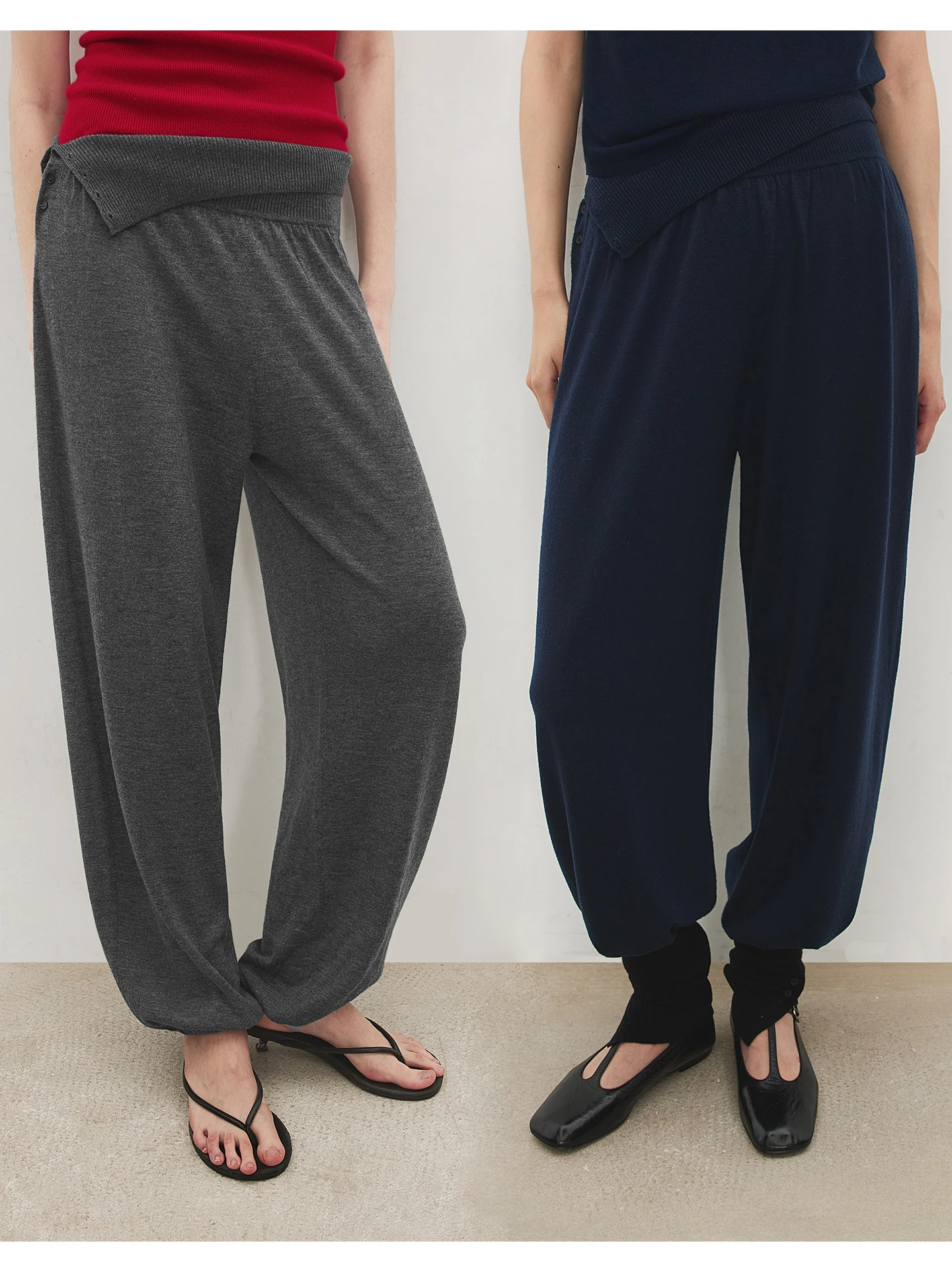 

CHICJOC Easy Bubble Pants Micro Fleece Washable Wool Buttoned Waist Ankle Lantern Pants Comfortable Commute Sle Ladies Casual