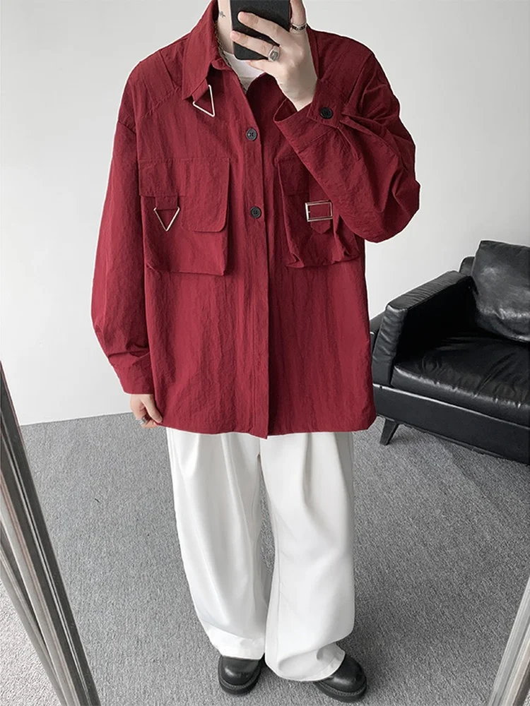 

High Quality Punk Style Men's Long Sleeve Shirt Couple's Trendy Large Size Jacket Casual Loose Fit Polyester Fiber Daily Wear