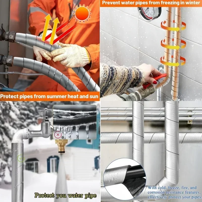 10M Foliertes Fiberglas Rohr Isolierung Wrap Band Selbstklebende Wasser Rohr Wrap Isolierung Hülse Für Outdoor Indoor Rohr Hülse