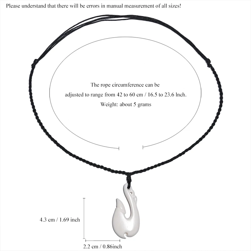 1PC Hawaii Surfer Schmuck handgemachte geschnitzte Yak Knochen Fisch Haken Anhänger Neuseeland Maori Tribal Halsband Damen Herren Halskette – Detail 8
