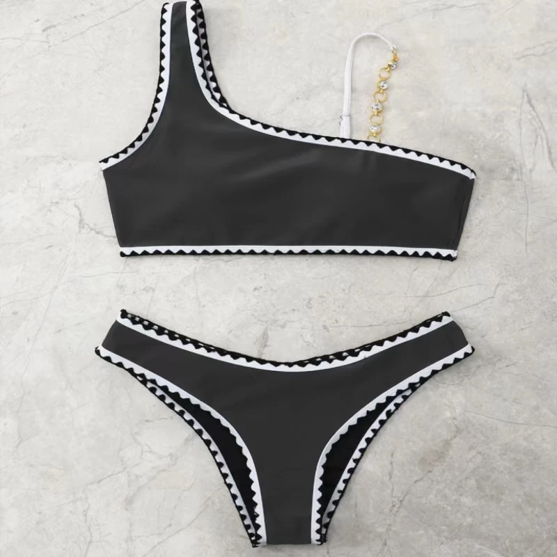 KNOW DREAM Bikini Two Piece Swimsuit Sexy Women Beach One Shoulder SuitSwimwear Summer Beach Bathing Suit High Waist Swimwear