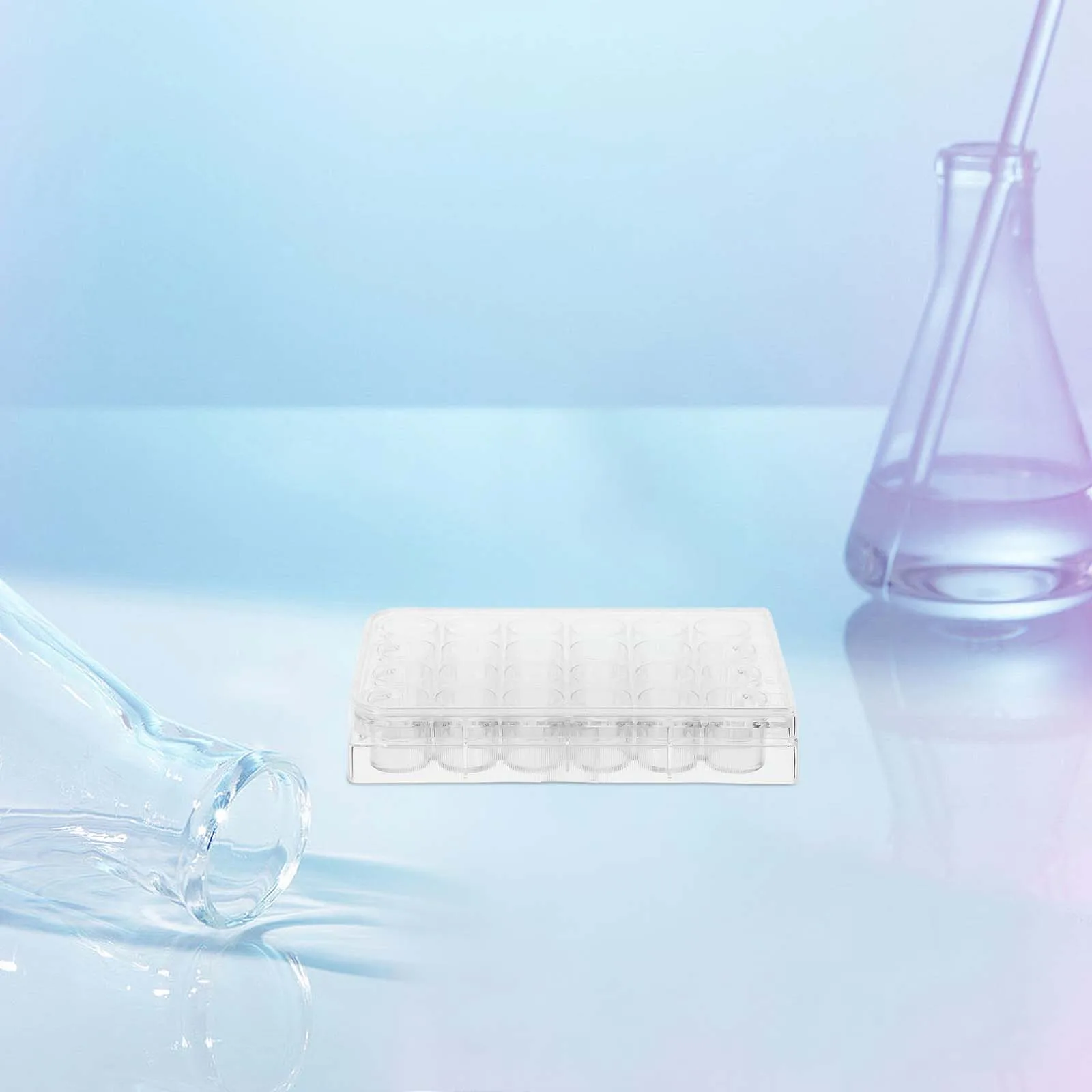 

2 Pcs 24-well Culture Plate Cell Tray Dishes Cover with Lid for Laboratory Transparent