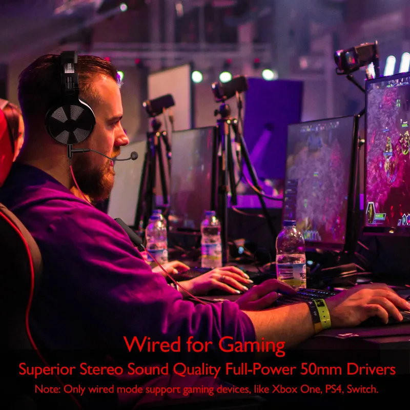 Oneodio Cuffie Bluetooth 5.2 senza fili 110 ore + Cuffie da gioco stereo cablate con microfono ad asta per telefono Computer PC Gamer