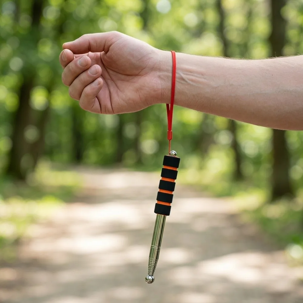 Black + Orange Telescopic Tour Guide Pole Stainless Steel + Sponge 31.5-250cm Stainless Steel Teaching Pointer