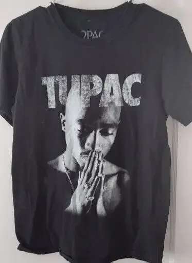 2Pac Tupac Shakur T Shirt Small Black Praying Hands RIP Remembrance  long or short sleeves