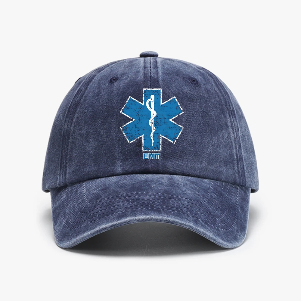 Emt Star of Life Paramedic Washed Baseball Cap Emergency Medical man women Adjustable Soft Cotton Washed cowboy hat