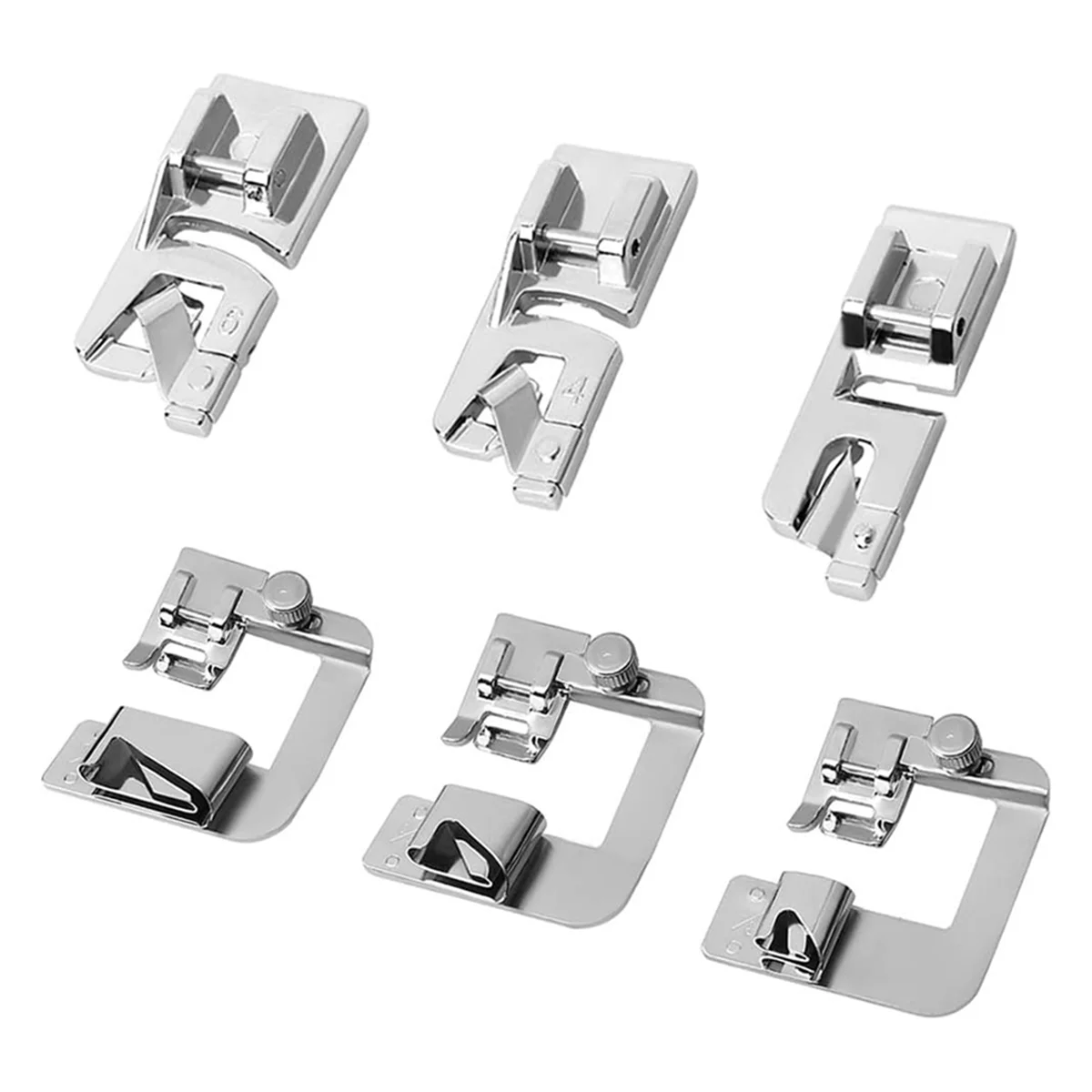 6 Pcs Rolled Hem Presser Foot, Hemming Foot Kit For Sewing Rolled Hemmer Presser Foot For Singer, Brother, Janome