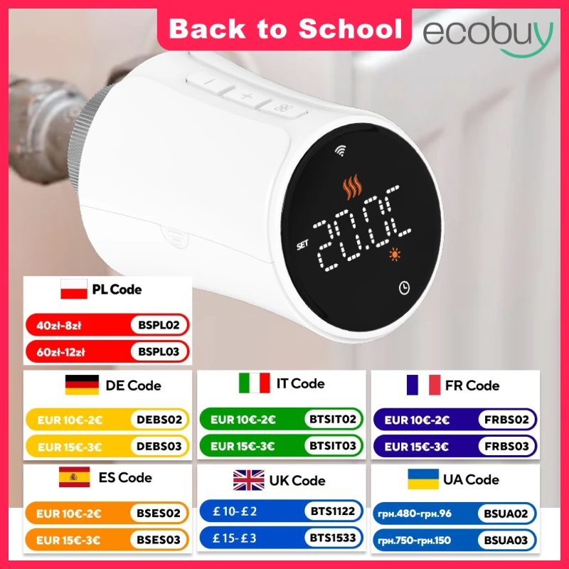 

Tuya Smart Wi-Fi термостатический радиаторный клапан умный Wi-Fi термостатический клапан головка регулятор температуры Alexa Google Home