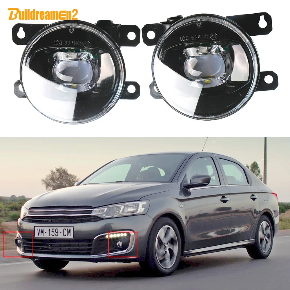 2 X 30W 8000LM LED Lens Fog Light Assembly For Citroen C-Elysee Celysee 2012-2021 H11 Car Right + Left Fog Lamp High Bright