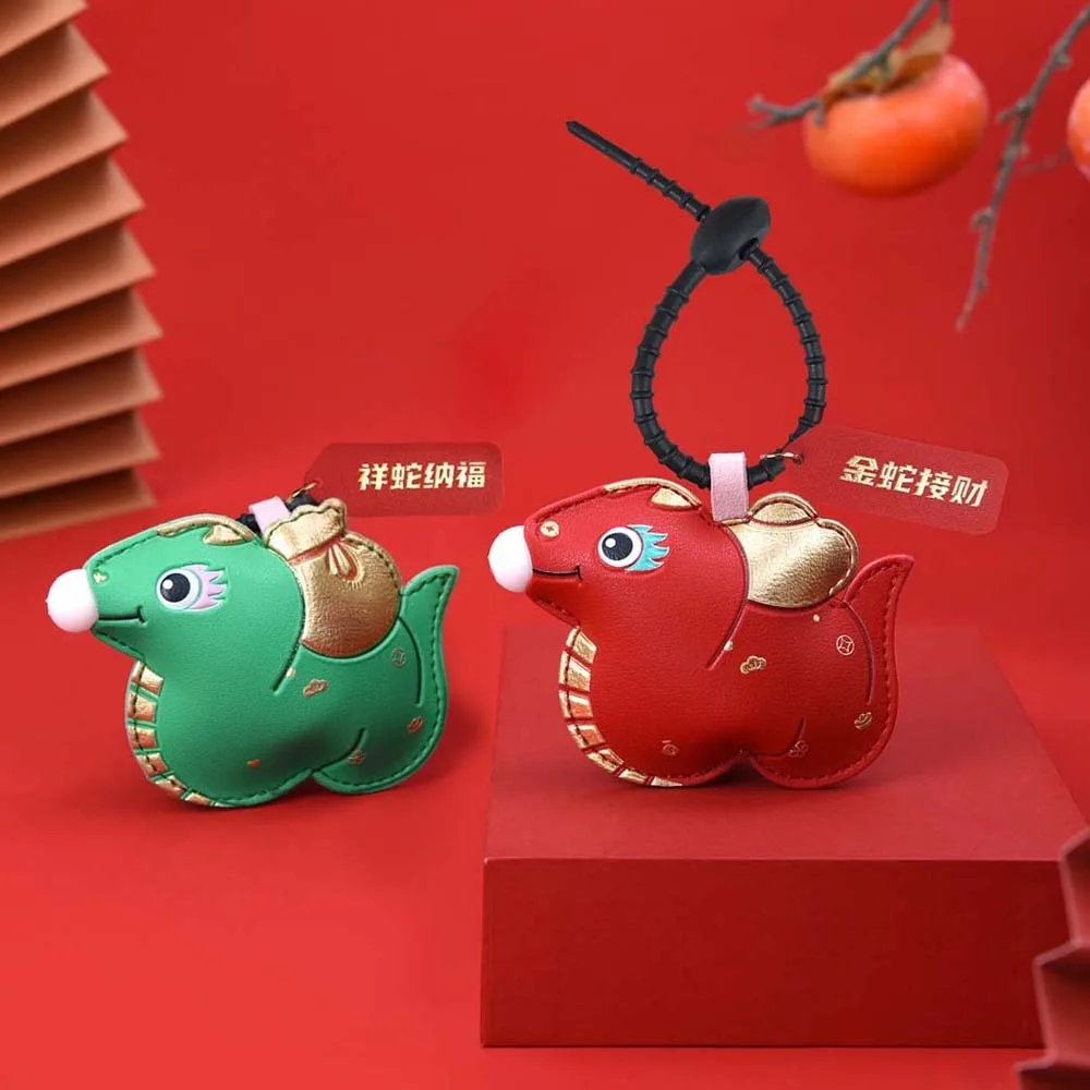 Zodiac Snake New Year Snake Keychain Backpack Decor Leather PVC Creative Snake Dolls Decoration 2025 Chinese New Year