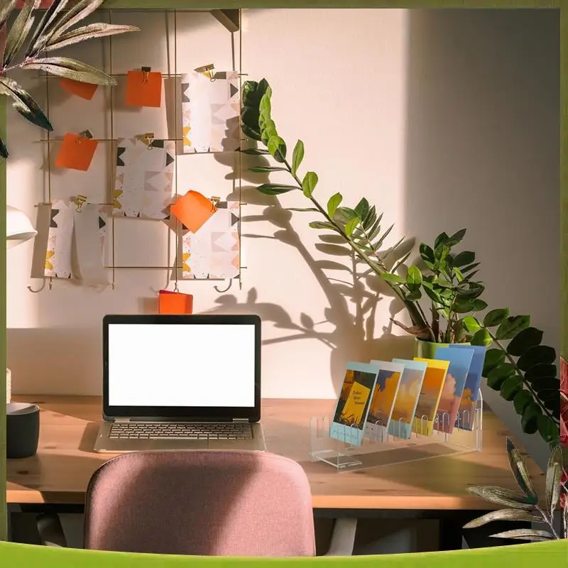 New-2 Pcs 12 Tier Acrylic Greeting Card Display Stand Portable Card Display Rack Clear Postcard Holder Display Stand