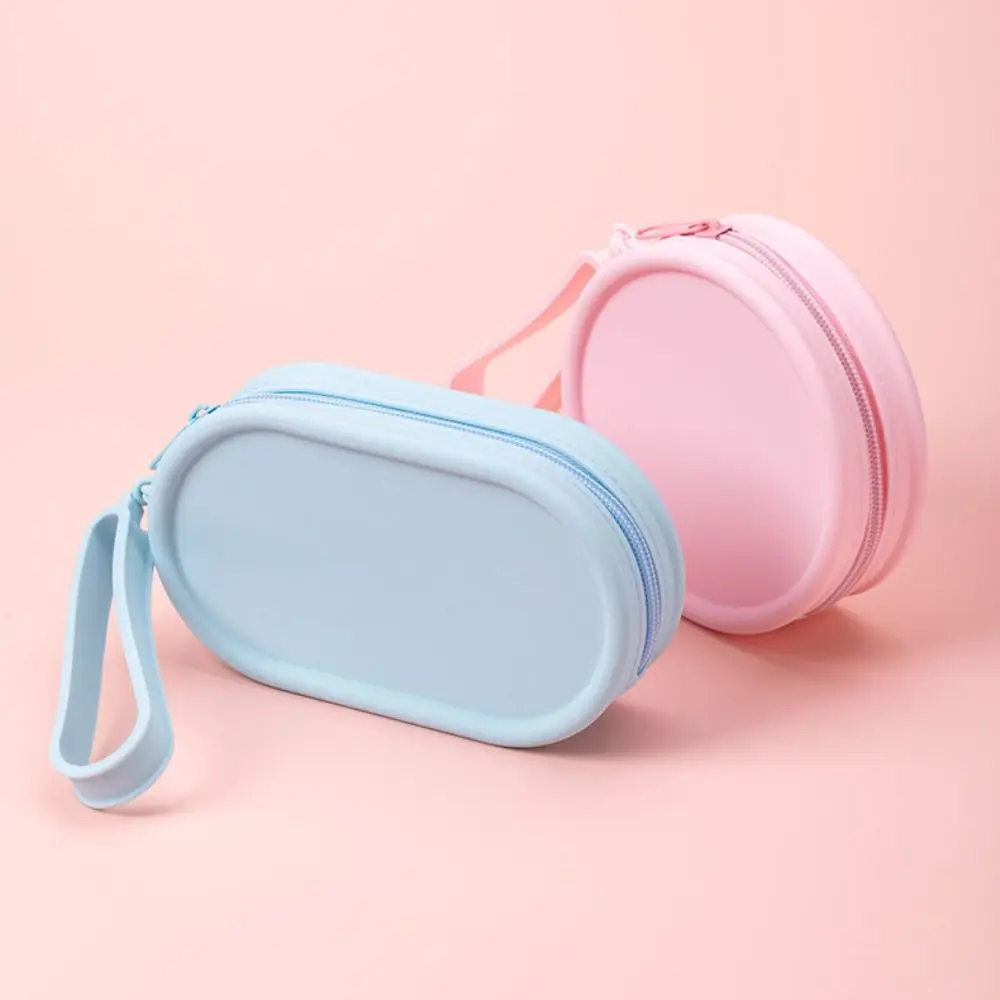 Silicone Round/Square Coin Purse Earphone Storage Bag Small Women Travel Lipstick Cosmetic Bag Pouch Organizer