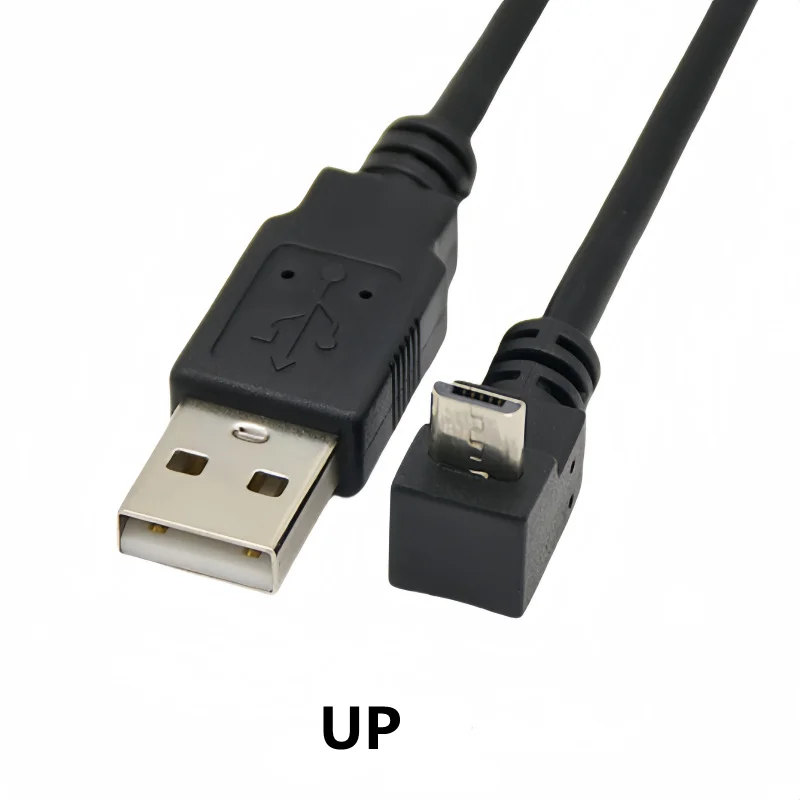 Угловой 90 градусов Micro USB Male to USB2.0 Male Кабель для зарядного устройства для передачи данных 25 см 50 см 100 см 150 см