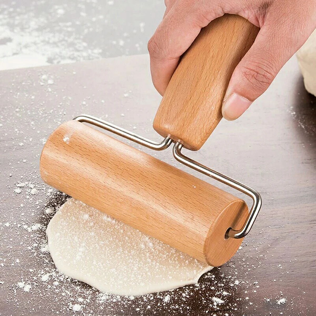 

Rolling Pin Wood Solid Dough Roller Baking Cooking Utensil for Pastry Pizza Tarts Raviolis Delicate Pastries Non Sticky Surface
