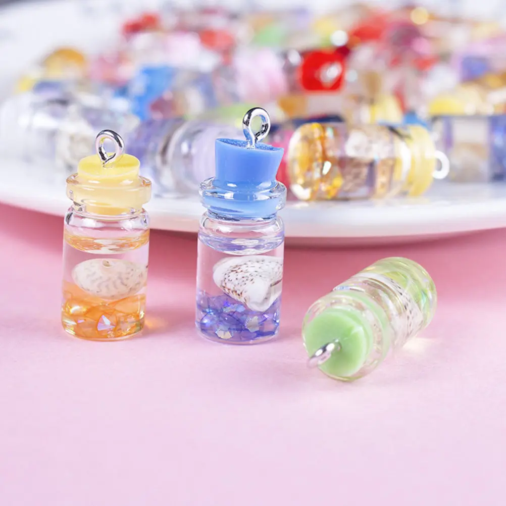 

20 шт. подвесок из смолы в виде морских ракушек и бутылочек для пожеланий, для рукоделия, изготовления украшений, брелоков