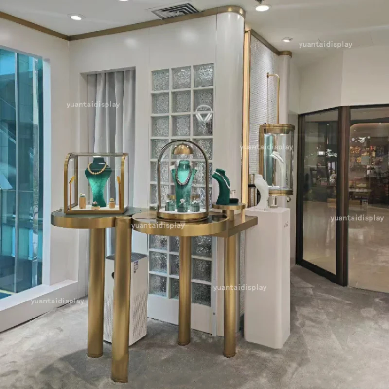 Custom. new style jewelry showroom jewellery display shop counter design furniture glass jewelry showcase