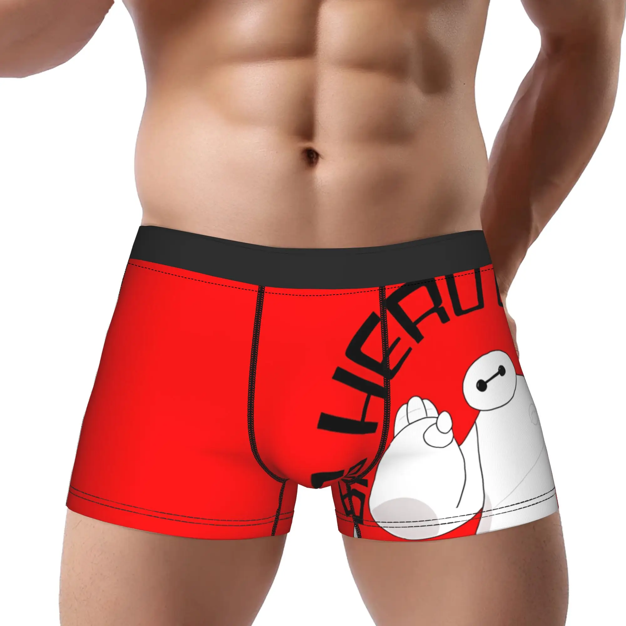 

Красные трусы Big Hero 6, дышащие трусики, мужское нижнее белье, вентилируемые шорты, трусы-боксеры