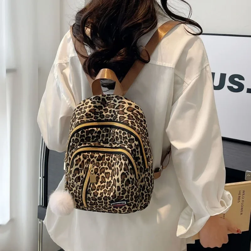 Leopard Print Bag Women\'s Summer New Backpack Women\'s Small Travel Foreign Style Korean Small Lightweight Trendy Women\'s Bag