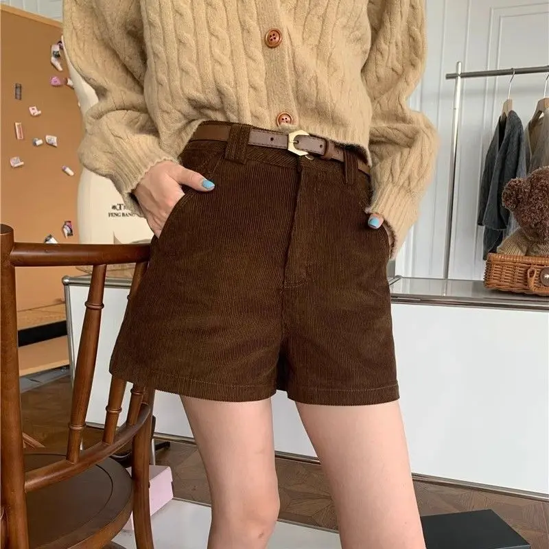 

Women's Flannel Casual Shorts for Spring and Autumn 2025 New Office Wear Versatile Petite Retro A-Line Wide-Leg Pants