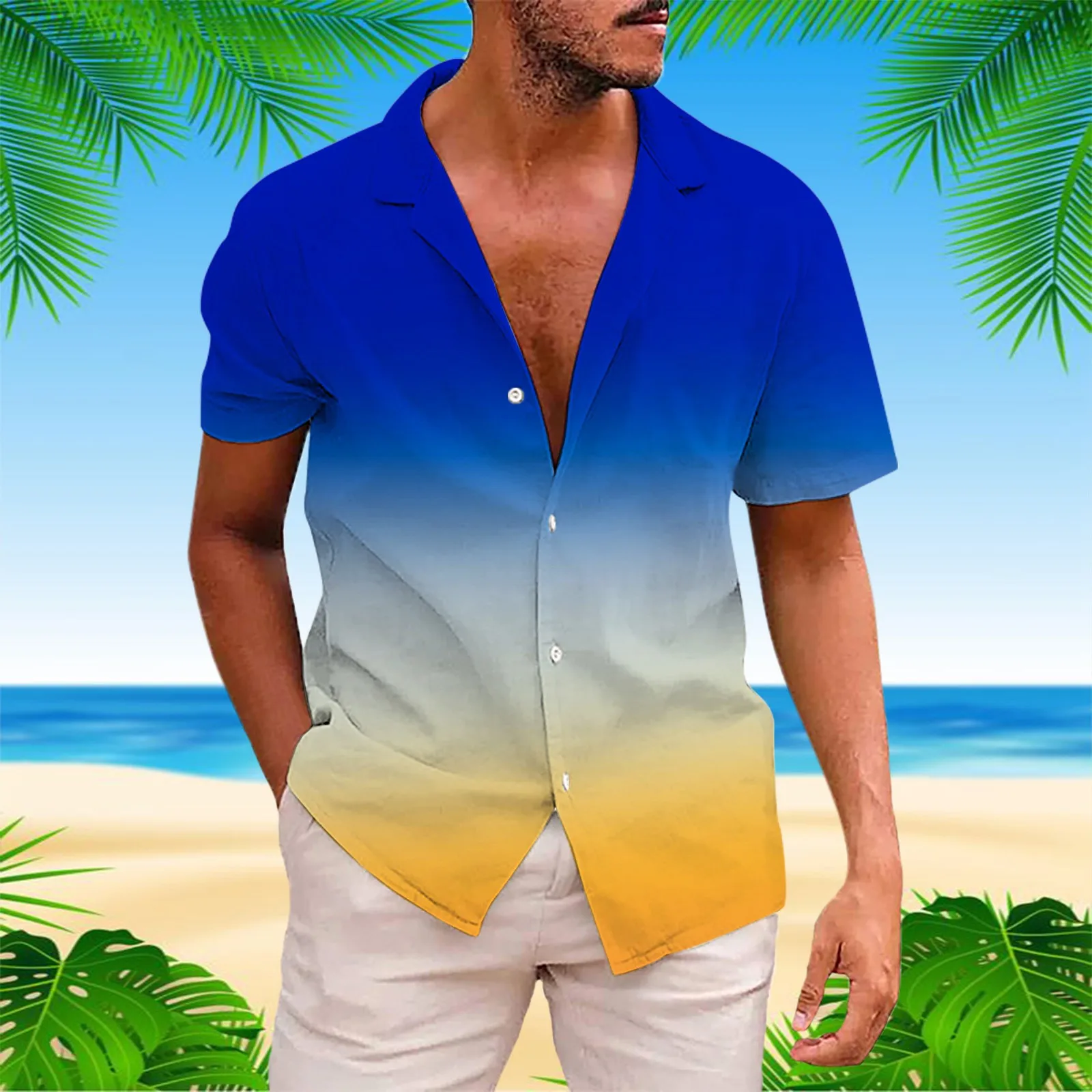 

Men's Coconut Tree Print Short Sleeve Shirt Summer Social dress shirt Business Oversized Casual Shirt Art 3d Digital Print