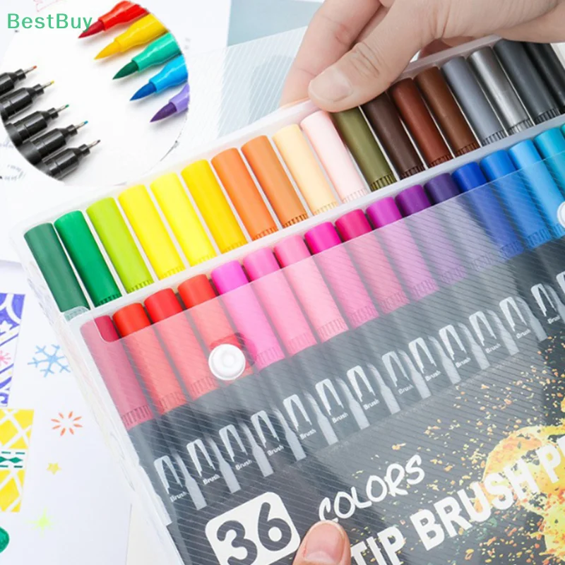 12-48 Colors Dual Brush Pens Art Markers, Fine And Brush Tip For Adult /children Coloring Lettering Painting ,christmas Gifts