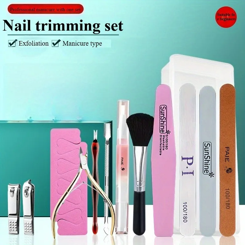 

Профессиональный маникюрный набор из 9 предметов - полный комплект для ухода за ногтями с пушером для кутикулы, кусачками для ногтей, пилками и инструментами для педикюра для домашнего салона